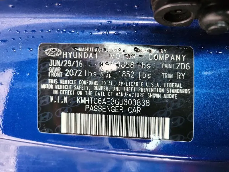 2016 HYUNDAI VELOSTER TURBO  