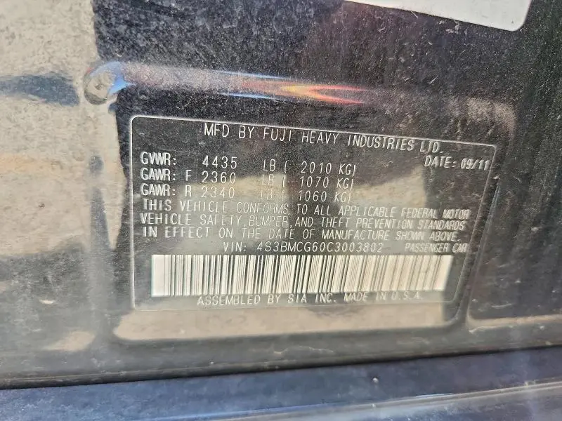 2012 SUBARU LEGACY 2.5I PREMIUM  