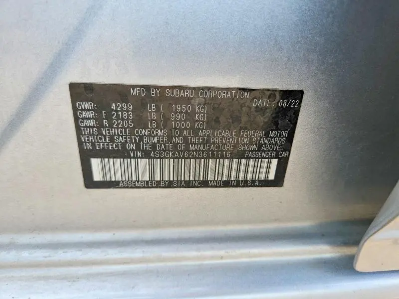 2022 SUBARU IMPREZA PREMIUM  