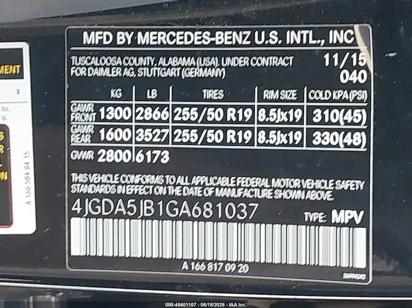 2016 MERCEDES-BENZ GLE 350  