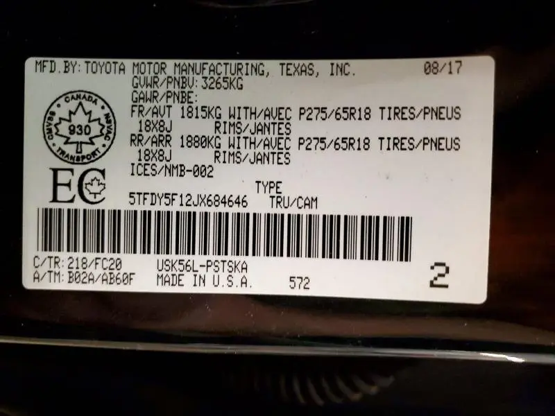 2018 TOYOTA TUNDRA CREWMAX SR5  