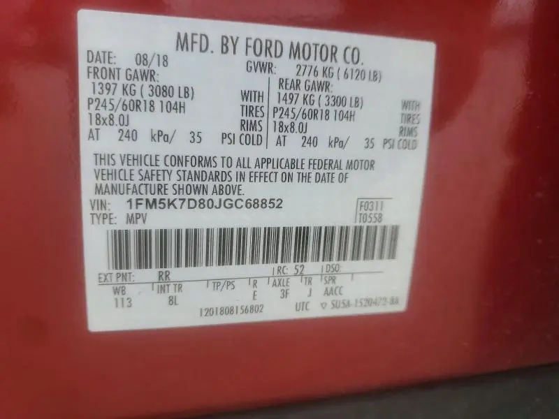 2018 FORD EXPLORER XLT  