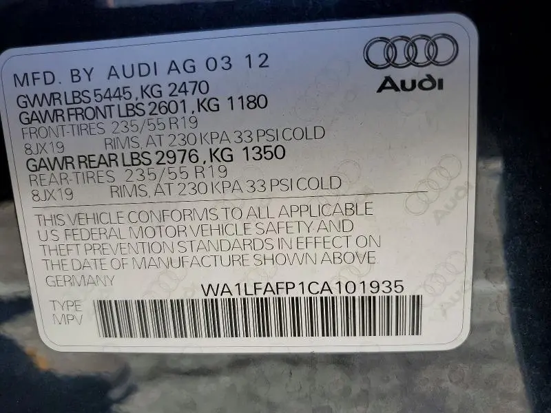 2012 AUDI Q5 PREMIUM PLUS  