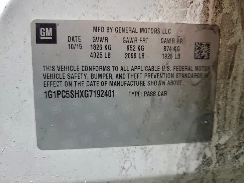 2016 CHEVROLET CRUZE LIMITED LS  