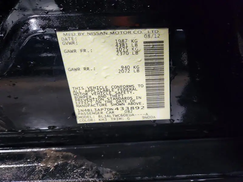 2013 NISSAN ALTIMA 3.5 S  