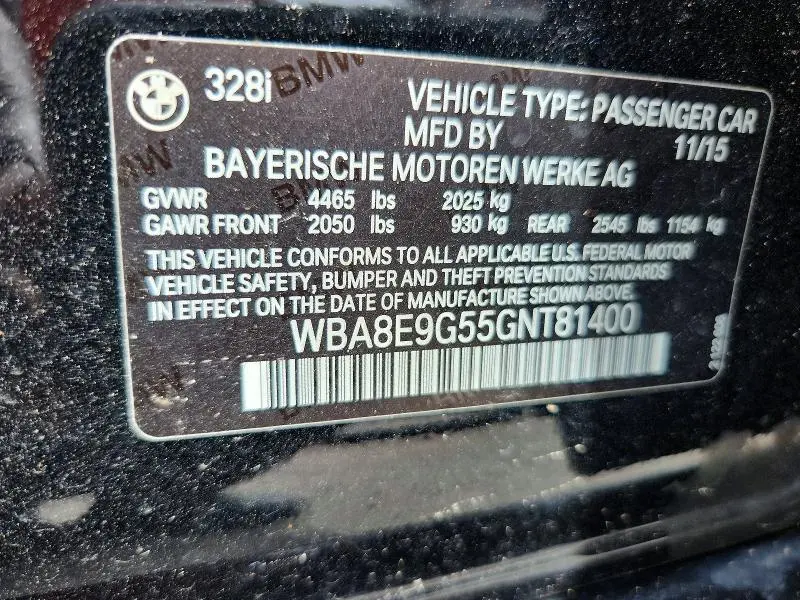 2016 BMW 328 I SULEV  