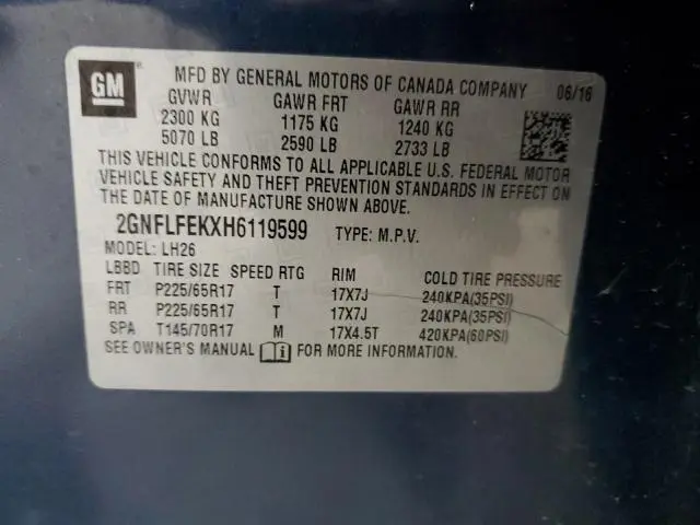 2017 CHEVROLET EQUINOX LT  