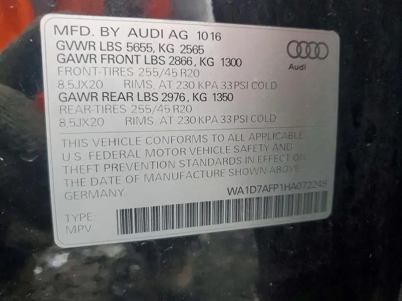 2017 AUDI Q5 PREMIUM PLUS S-LINE  