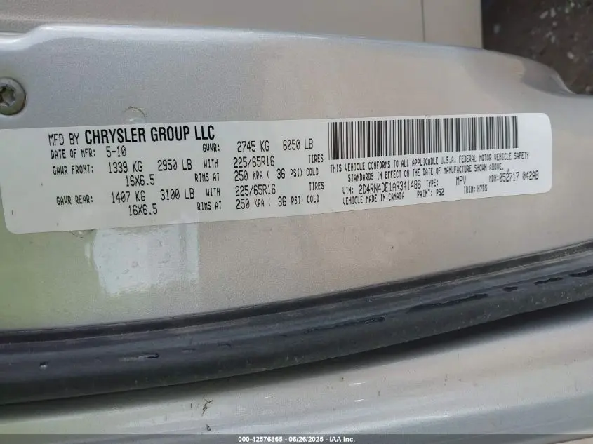 2010 DODGE GRAND CARAVAN SE