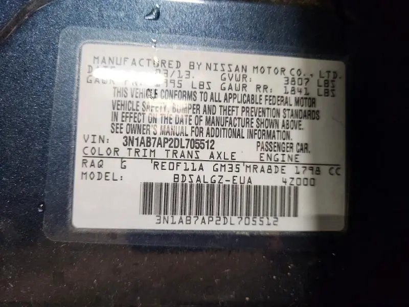 2013 NISSAN SENTRA S  