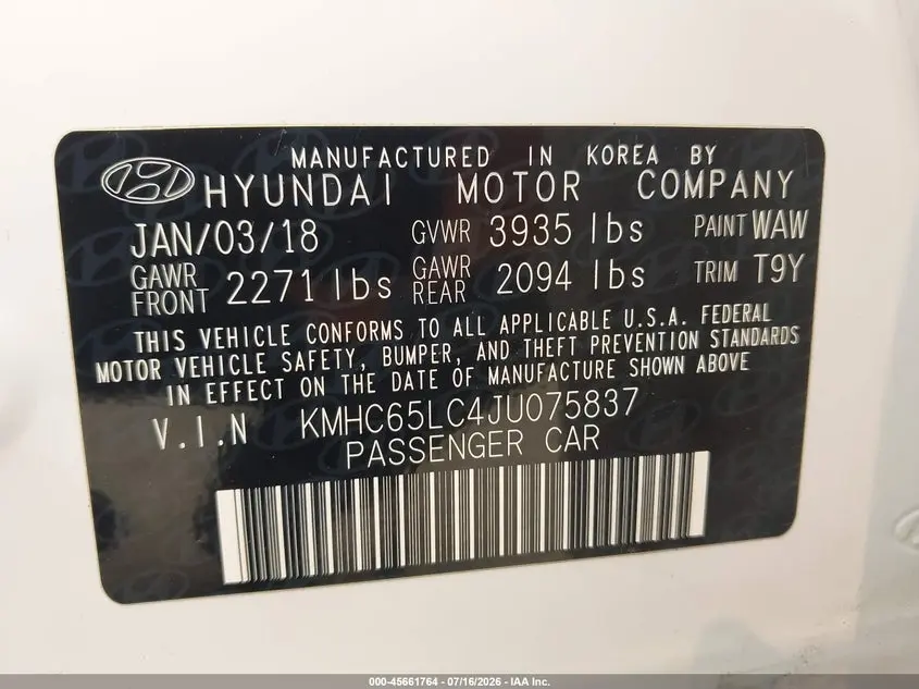 2018 HYUNDAI IONIQ HYBRID BLUE