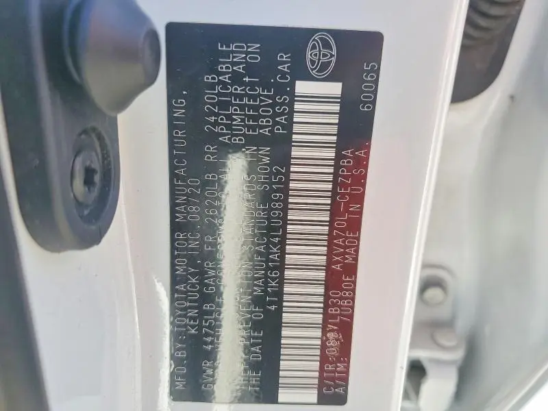 2020 TOYOTA CAMRY XSE  