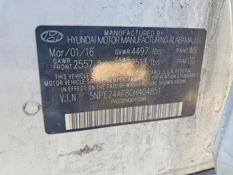 2016 HYUNDAI SONATA SE  