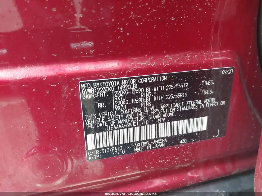 2021 TOYOTA VENZA LIMITED