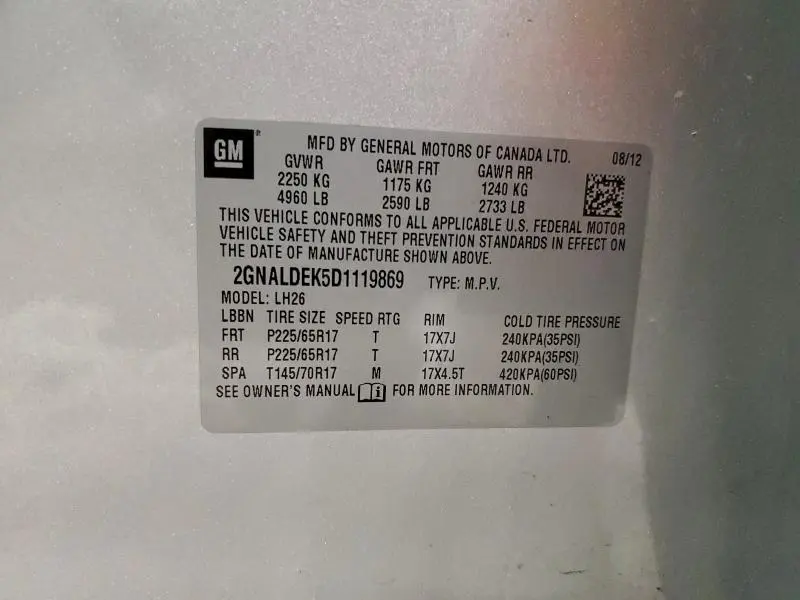 2013 CHEVROLET EQUINOX LT  