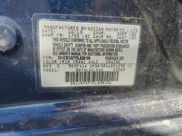 2014 NISSAN VERSA S  