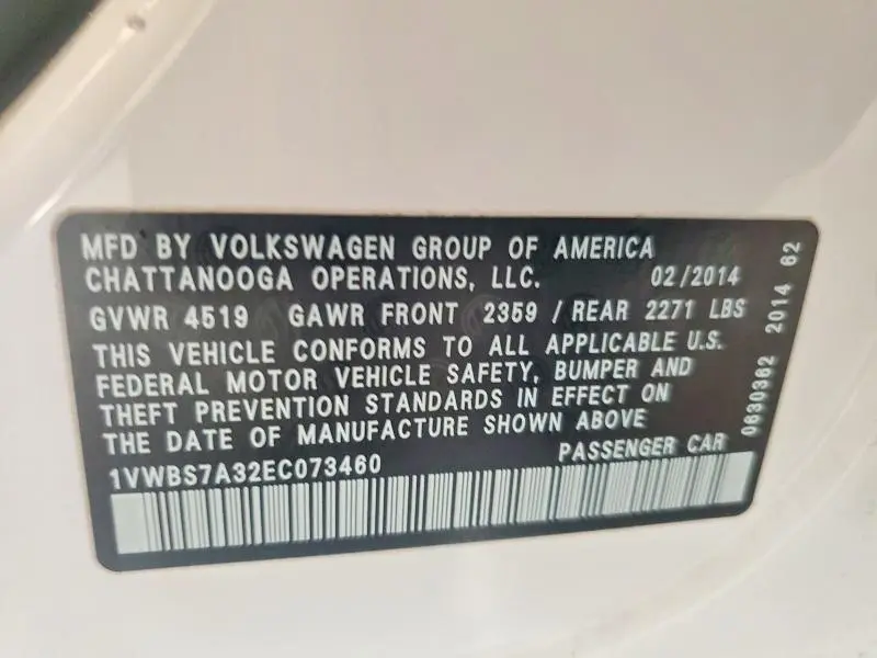 2014 VOLKSWAGEN PASSAT SE  