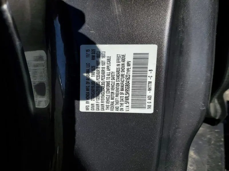 2016 HONDA ODYSSEY TOURING  