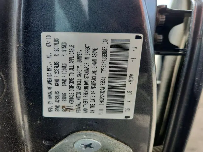 2010 HONDA ACCORD LX  