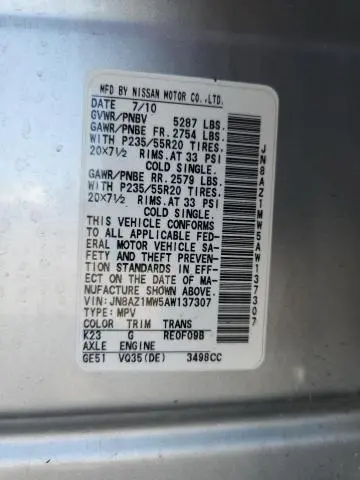 2010 NISSAN MURANO S  