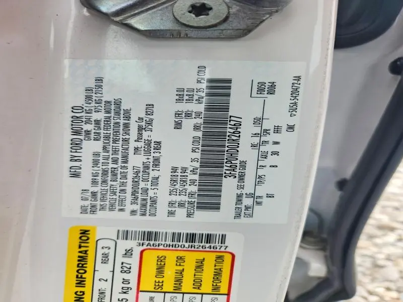 2018 FORD FUSION SE  