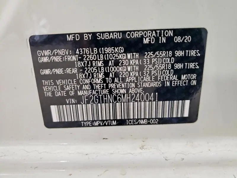 2021 SUBARU CROSSTREK LIMITED  