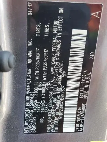 2017 TOYOTA SIENNA XLE  
