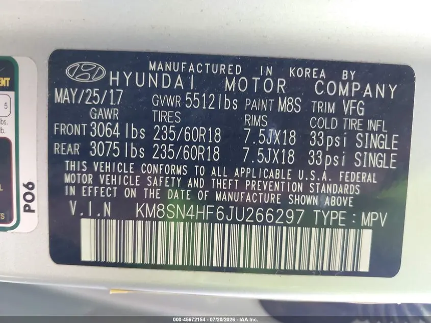 2018 HYUNDAI SANTA FE SE