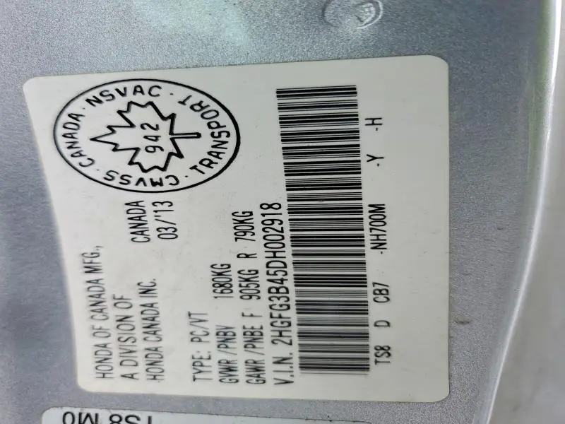 2013 HONDA CIVIC LX  