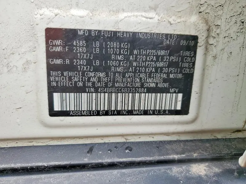 2011 SUBARU OUTBACK 2.5I PREMIUM  