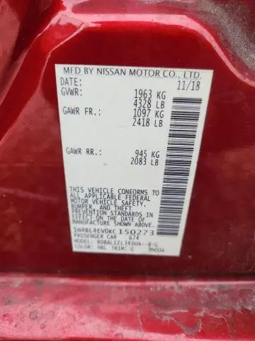 2019 NISSAN ALTIMA 2.5 SL  