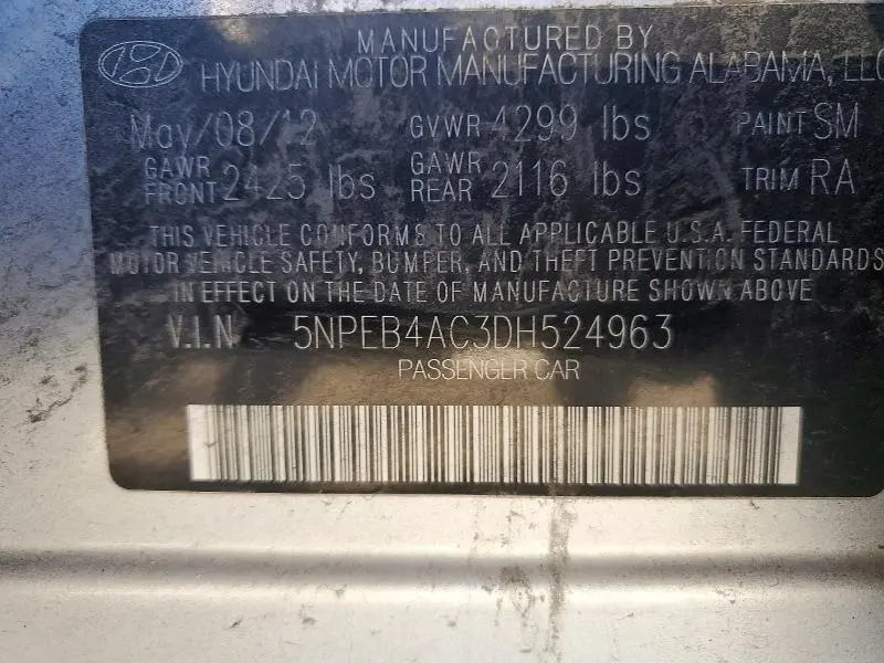 2013 HYUNDAI SONATA GLS  