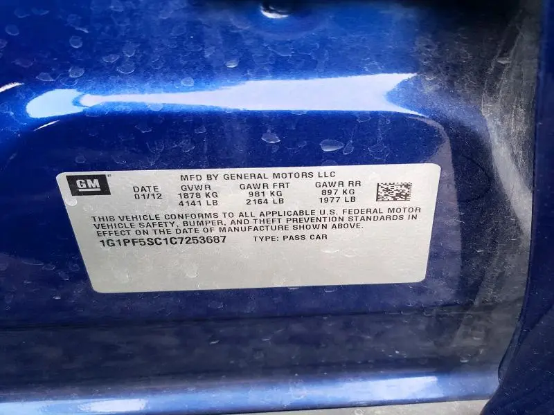 2012 CHEVROLET CRUZE LT  