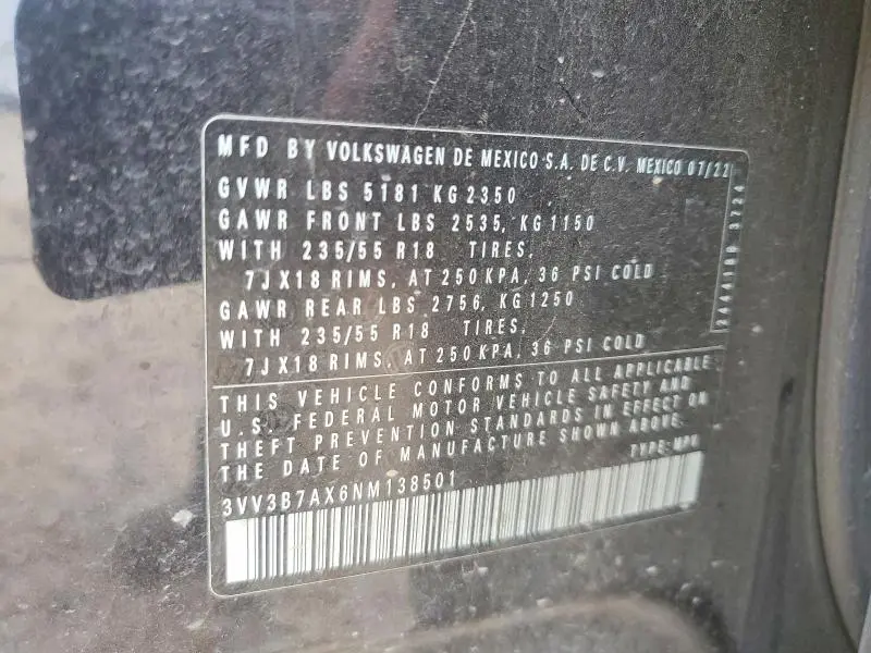 2022 VOLKSWAGEN TIGUAN SE  