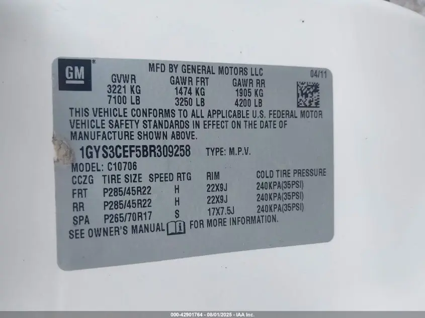 2011 CADILLAC ESCALADE PREMIUM