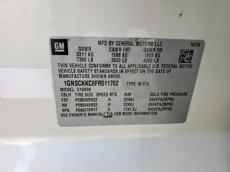 2015 CHEVROLET SUBURBAN C1500 LTZ  