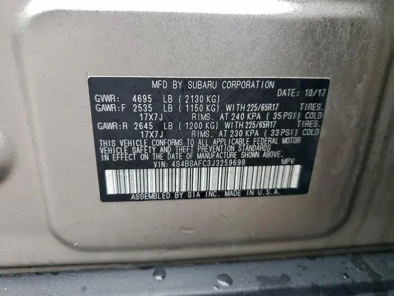 2018 SUBARU OUTBACK 2.5I PREMIUM  