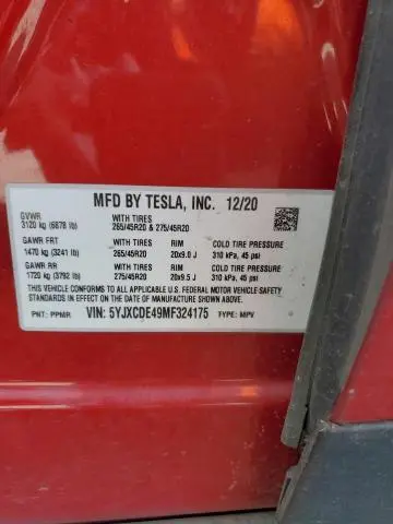 2021 TESLA MODEL X   