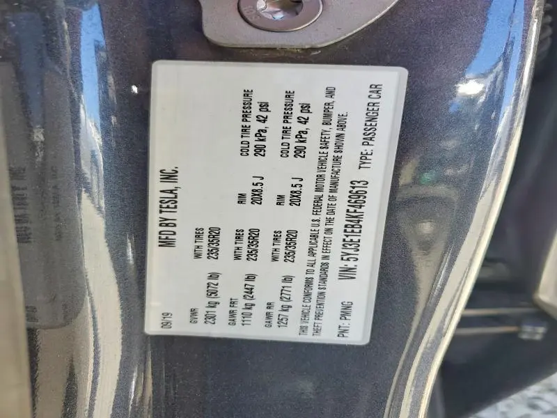 2019 TESLA MODEL 3   