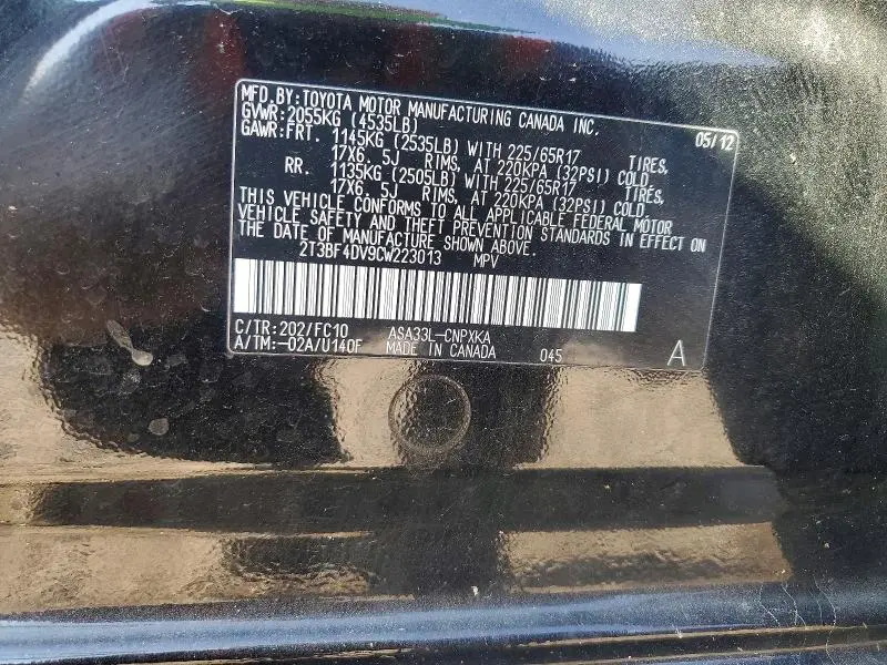 2012 TOYOTA RAV4 BASE  