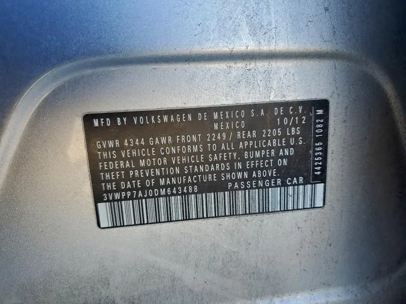 2013 VOLKSWAGEN JETTA S  