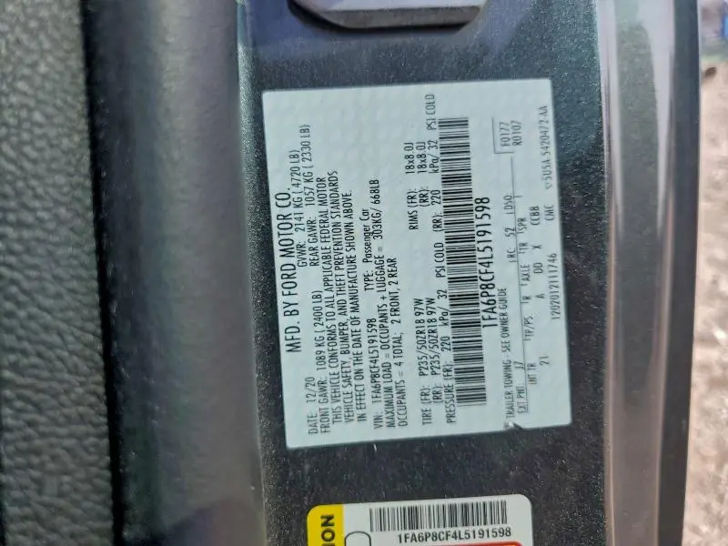 2020 FORD MUSTANG GT  