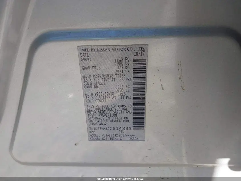 2018 NISSAN PATHFINDER SV