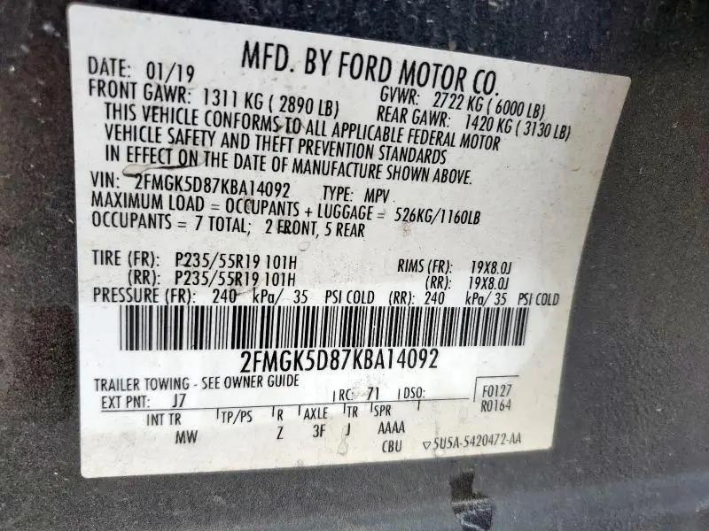 2019 FORD FLEX LIMITED  