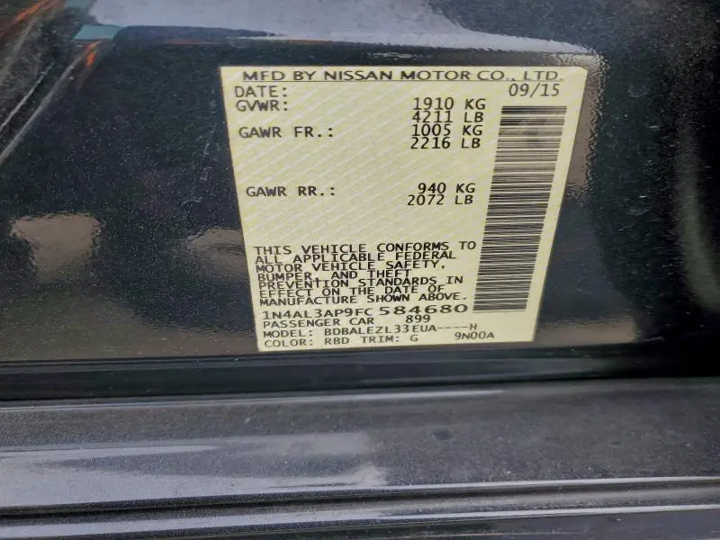 2015 NISSAN ALTIMA 2.5  