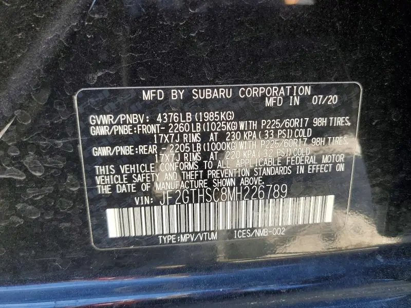 2021 SUBARU CROSSTREK SPORT  