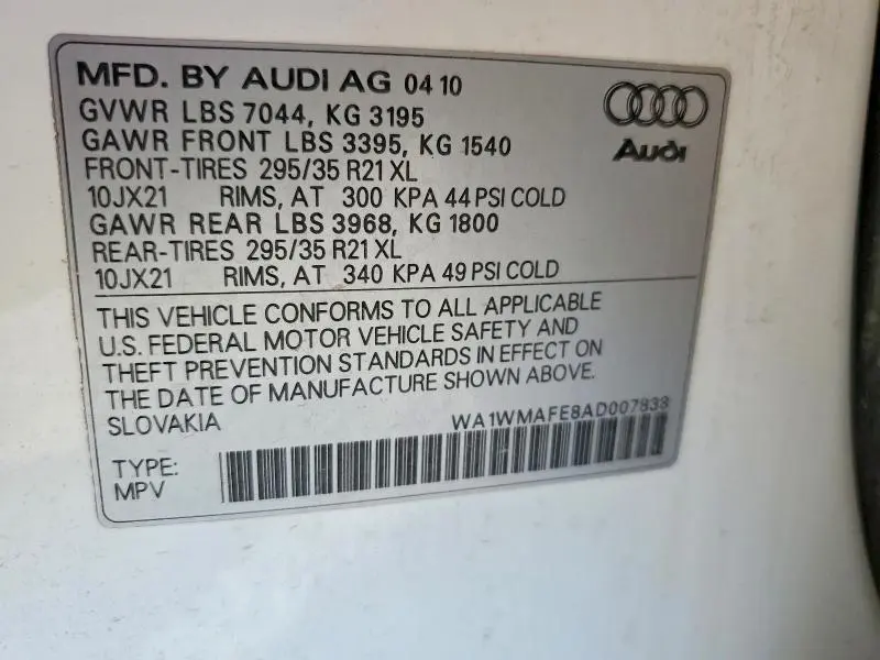 2010 AUDI Q7 PRESTIGE  
