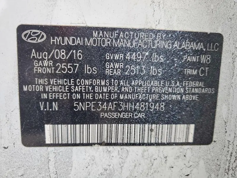 2017 HYUNDAI SONATA SPORT  