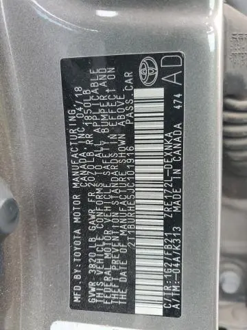 2018 TOYOTA COROLLA L