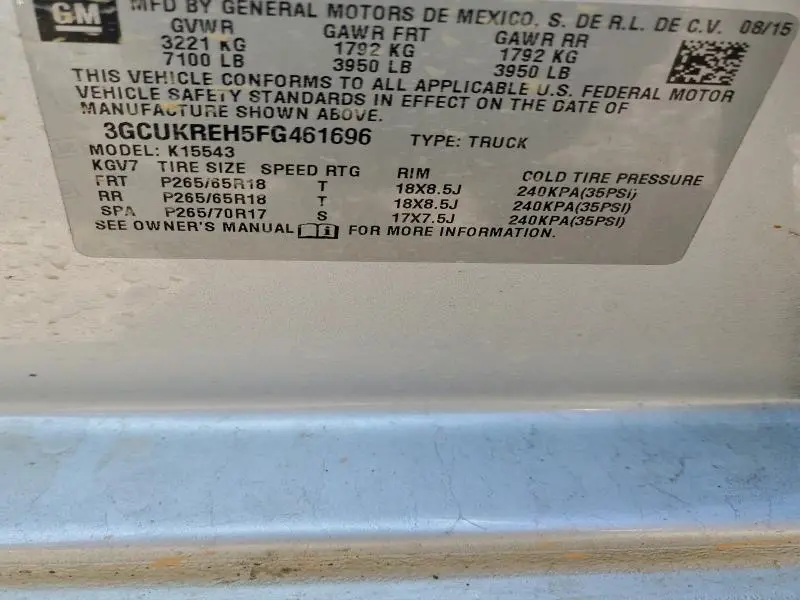 2015 CHEVROLET SILVERADO K1500 LT  